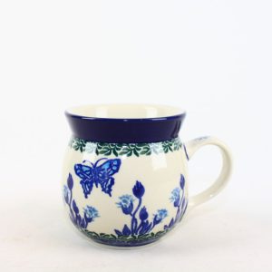 Bunzlau Bolle Mok 1937X Butterfly 240 ml - 005 (Bunzlau). Bunzlau Bolle Mok Butterfly 1937X 240 ml 005 Boerenmok / Farmersmug met een bol buikje.