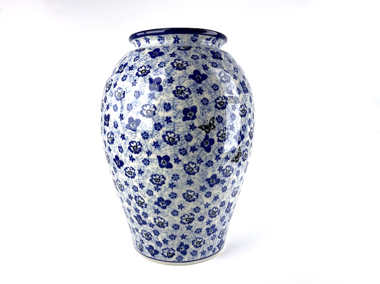 012 Bunzlau grote vaas 1444X - 012 (Bunzlau). 012 Bunzlau grote vaas 1444X prachtige grote bloemenvaas diameter hals 13 cm.