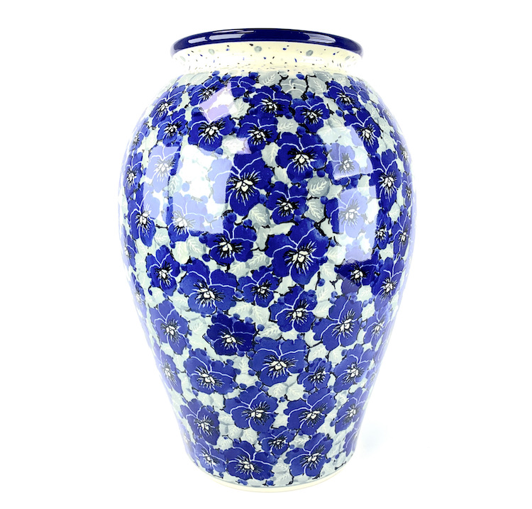 012NBunzlau grote Unikat vaas U4826X - 012 (Bunzlau). 012 Bunzlau grote vaas U4826X 1e qlty Unikat vaas Prachtige zeer grote bloemenvaas diameter hals 13 cm.