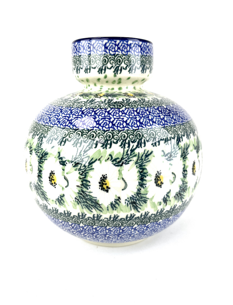 028 Bunzlau vaas U5051 Unikat - 028 (Bunzlau). 028 Bunzlau vaas U5051 unikat prachtige bloemenvaas diameter hals 7 cm Nieuw decor.