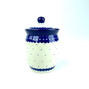 108 Bunzlau Voorraadpotje / kruidenpotje 61CX - 108 (Bunzlau). 108 Bunzlau Voorraadpotje / kruidenpotje 61CX Dicht dekseltje Kleinste maat.