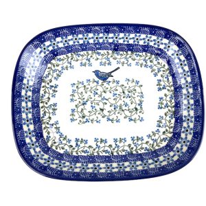 159 Bunzlau Rechthoekige schaal 1932X - 159 (Bunzlau). 159 Bunzlau Rechthoekige schaal 1932X rechthoekig seveerschaaltje voor koekjes of vleeswaren of ander lekkers.