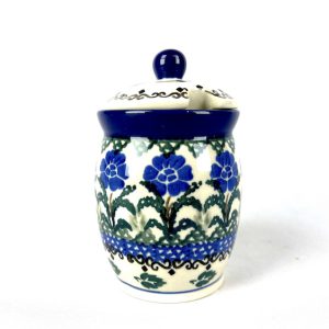 168 Bunzlau Voorraadpotje 1071X - 168 (Bunzlau). 168 Bunzlau Voorraadpotje 1071X Potje met uitsparing voor een lepeltje Mosterd