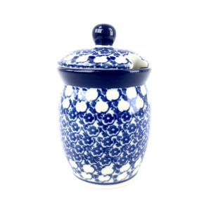 168 Bunzlau Voorraadpotje 1802X - 168 (Bunzlau). 168 Bunzlau Voorraadpotje 1802X Potje met uitsparing voor een lepeltje Mosterd