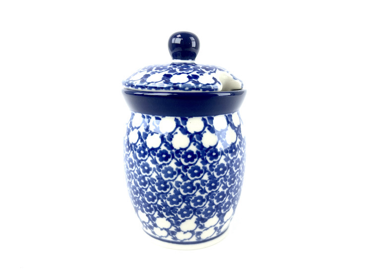 168 Bunzlau Voorraadpotje 1802X - 168 (Bunzlau). 168 Bunzlau Voorraadpotje 1802X Potje met uitsparing voor een lepeltje Mosterd