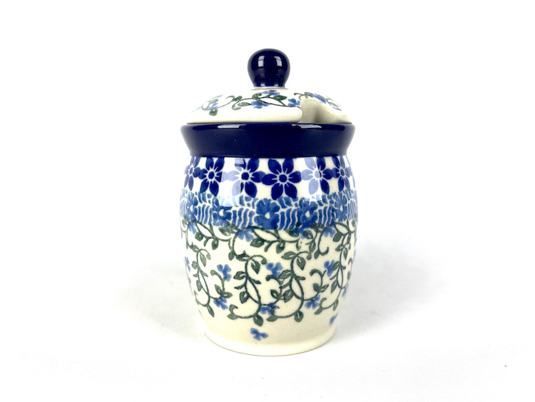 168 Bunzlau Voorraadpotje 1821X - 168 (Bunzlau). 168 Bunzlau Voorraadpotje 1821X Potje met uitsparing voor een lepeltje Mosterd