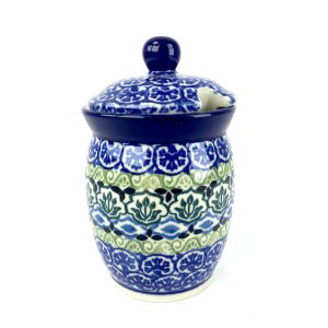 168 Bunzlau Voorraadpotje 1858X - 168 (Bunzlau). 168 Bunzlau Voorraadpotje 1858X Potje met uitsparing voor een lepeltje Mosterd