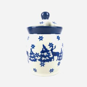 Bunzlau Voorraadpotje 1931X Rudolph - 168 (Bunzlau). Bunzlau Voorraadpotje Rudolph 1931X 168 Potje met uitsparing voor een lepeltje Mosterd