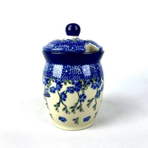 168 Bunzlau Voorraadpotje 1935X - 168 (Bunzlau). 168 Bunzlau Voorraadpotje 1935X  Potje met uitsparing voor een lepeltje Mosterd