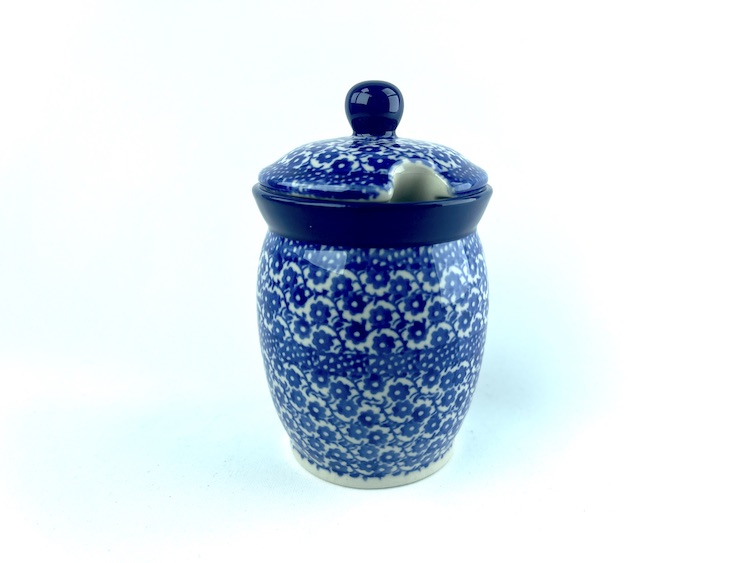 168 Bunzlau Voorraadpotje 2546X - 168 (Bunzlau). 168 Bunzlau Voorraadpotje 2546X Potje met uitsparing voor een lepeltje Mosterd