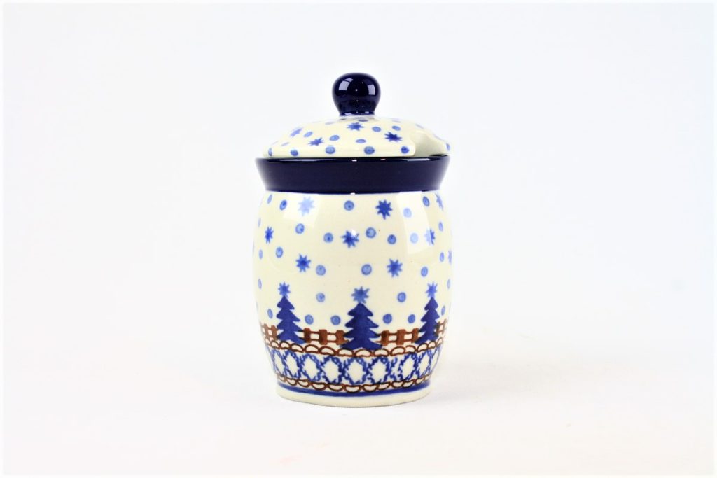 Bunzlau Voorraadpotje 339X Kerst - 168 (Bunzlau). Bunzlau Voorraad potje Kerst 339X klein potje 108  Met een uitsparing voor een lepeltje.