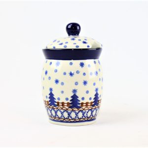 Bunzlau Voorraadpotje 339X Kerst - 168 (Bunzlau). Bunzlau Voorraad potje Kerst 339X klein potje 108  Met een uitsparing voor een lepeltje.