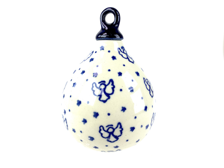 187 Bunzlau Kerstbal Druppel vorm 1411X - 187 (Bunzlau). 187 Bunzlau Kerstbal Druppel vorm 1411X Mooie decoratieve Bunzlau kerstbal .