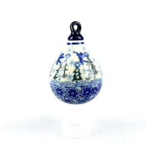 187 Bunzlau Kerstbal Druppel vorm 1675 - 187 (Bunzlau). 187 Bunzlau Kerstbal Druppel vorm 1675 Mooie decoratieve Bunzlau kerstbal .