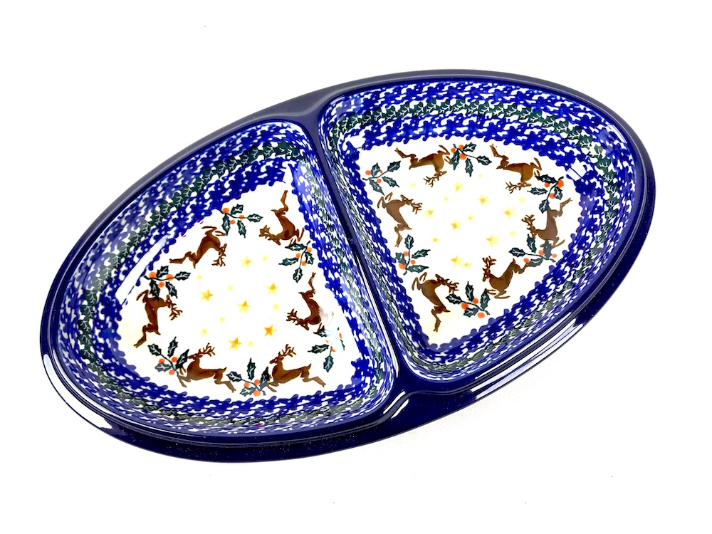 482 Bunzlau Ovale Schaal Rendier 1485X variant - 482 (Bunzlau). 482 Bunzlau Ovale Schaal Rendier 1485X variant&nbsp; 482 Ovale ovenschaal - dubbele bowl Leuke schaal voor de Kerstdagen.