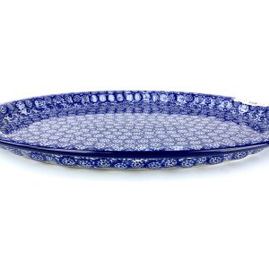 614 Bunzlau ovale Serveerschaal 37x25cm 2615X - 614 (Bunzlau). 614 Bunzlau ovale Serveerschaal 37x25cm 2615X Met kleine ribbel Om hapjes op te serveren