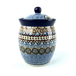 962 Bunzlau Voorraadpot 1359X - 962 (Bunzlau). 962 Bunzlau Voorraadpot 1359X Met opening voor een lepel Jampot