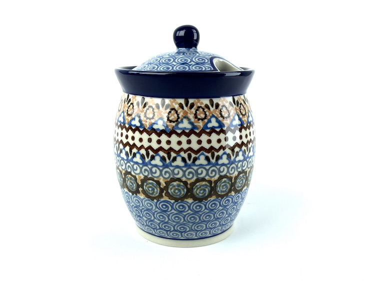 962 Bunzlau Voorraadpot 1359X - 962 (Bunzlau). 962 Bunzlau Voorraadpot 1359X Met opening voor een lepel Jampot