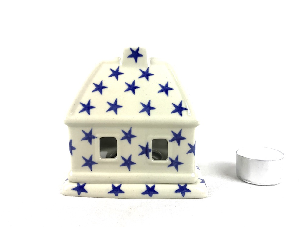 A07 Bunzlau Kerst huisje 15cm 121 - A07 (Bunzlau). A07 Bunzlau Kerst Huisje 15cm 121 A07 Mooi Bunzlau huisje Sfeervol waxinellichtje.