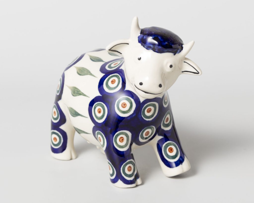 A11 Bunzlau figuur Koe 57 - A11 (Bunzlau). A11 Bunzlau figuur Koe grote koe 57 Green Stripes.