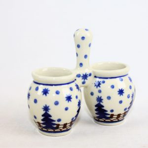 Bunzlau dubbel potje met handvat 339 - 850 (Bunzlau). Bunzlau dubbel potje met handvat 339 850 Handige potjes voor bijvoorbeeld