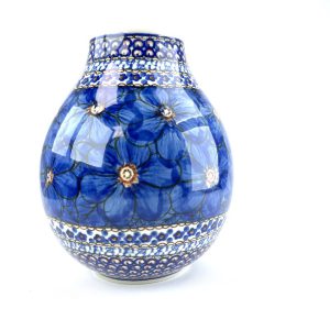 Bunzlau kleine vaas Unikat U408 - F15 (Bunzlau). Bunzlau kleine vaas&nbsp;Unikat U408 2e Qlty: paar kleine putjes Prachtige zeer middel grote bloemenvaas diameter hals 8 cm.