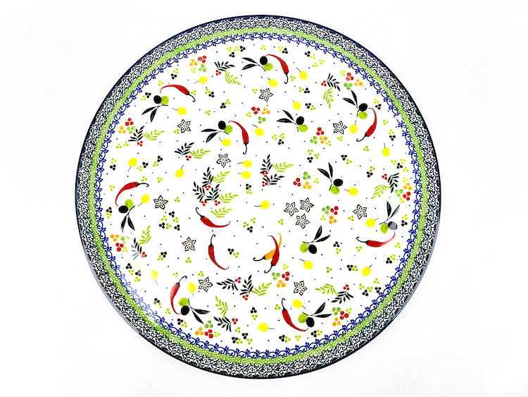 D53 Bunzlau Pizzabord U4843 Unikat 33 cm - D53 (Bunzlau). D53 Bunzlau Pizzabord U4843 Unikat D53 1ste qlty Serving platter Te gebruiken als pizza bord