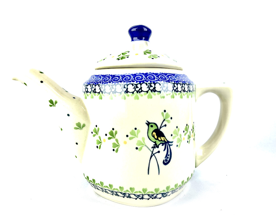 F94 Bunzlau Theepot groene vogel - F94 (Bunzlau). F94 Bunzlau Theepot groene vogel Nieuw model theepot Voor 6 a 7 kopjes thee.