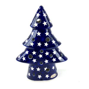 KB 17 Bunzlau Kerstboom - KB 17 (Bunzlau). KB 17 Bunzlau Kerstboom hoogte: 23 cm Met stervormige perforaties Hier kan een waxinelichtje in of lichtsnoertje Fabriek: Vena.
