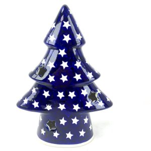 KB 18 Bunzlau Kerstboom - KB 18 (Bunzlau). KB 18 Bunzlau Kerstboom hoogte: 23 cm Met stervormige perforaties Hier kan een waxinelichtje in of lichtsnoertje Fabriek: Vena.