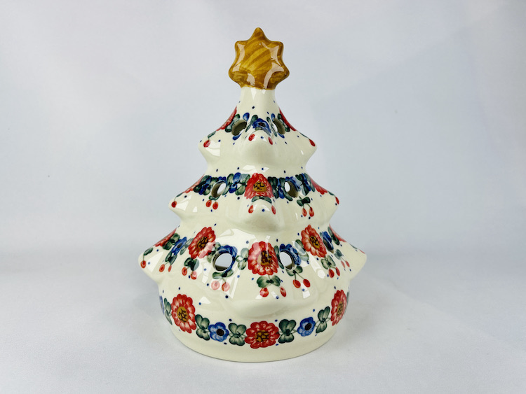 KB 7  Bunzlau Kerstboom XX - KB 7 (Bunzlau). KB 7  Bunzlau Kerstboom XX Unikat: 1e Qlty Hier kan een waxinelichtje in.