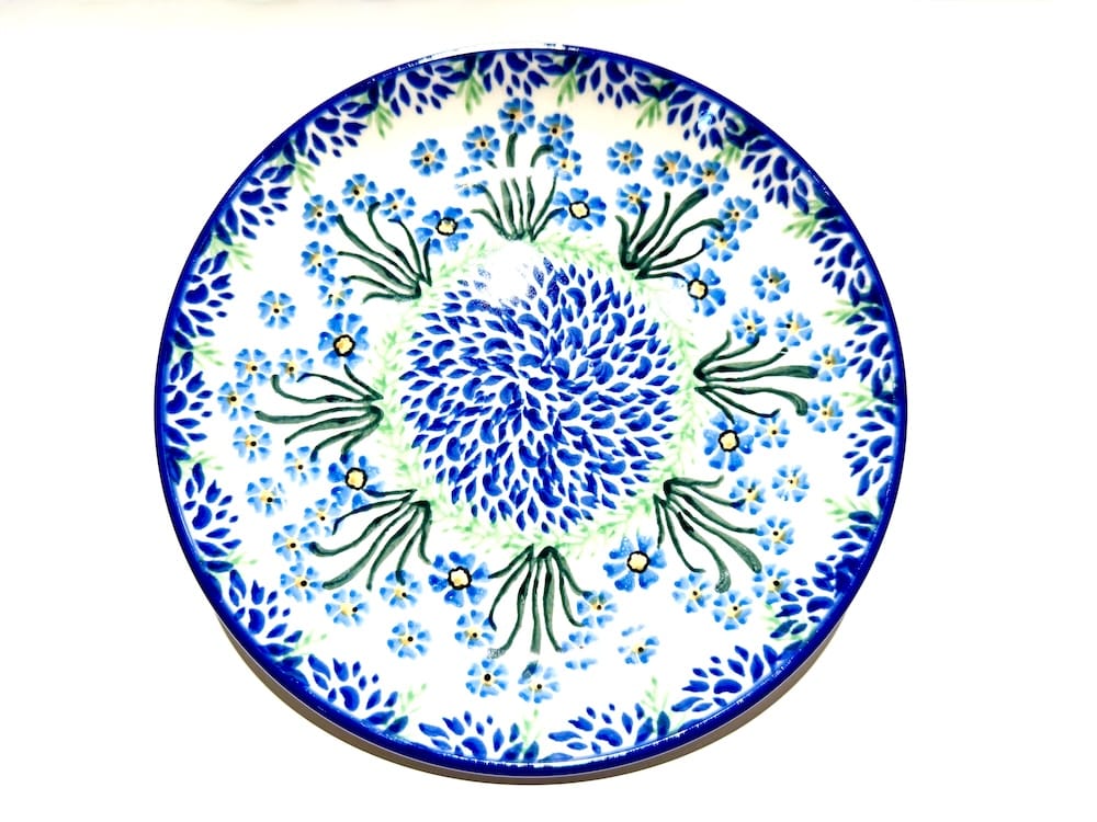 086 Bunzlau Ontbijtbordje 1436X Forget Me Not  - 086 (Bunzlau). 086 Bunzlau Ontbijtbordje  Forget Me Not 1436X 086 86 Handgemaakt Pools aardewerk.
