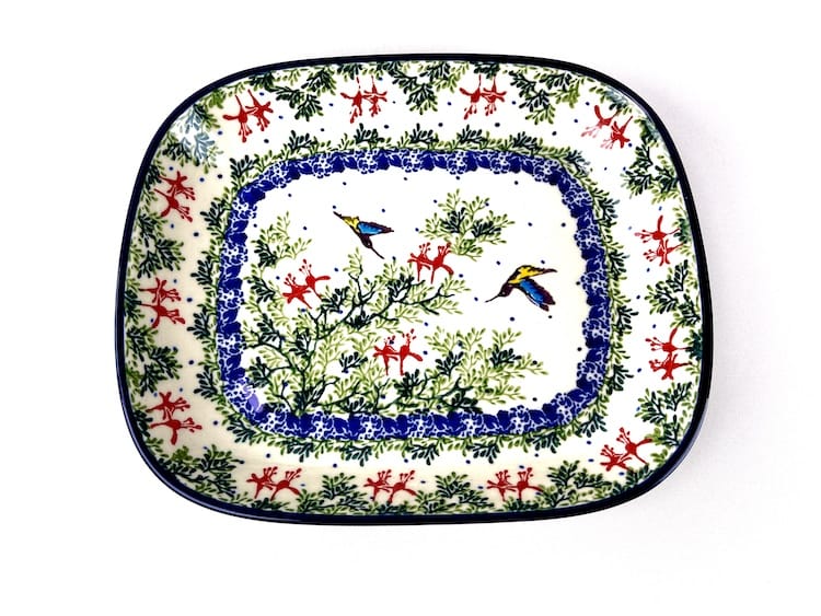 159 Bunzlau Rechthoekige schaal 3280X - 159 (Bunzlau). 159 Bunzlau Rechthoekige schaal 3280X rechthoekig seveerschaaltje voor koekjes of vleeswaren of ander lekkers.