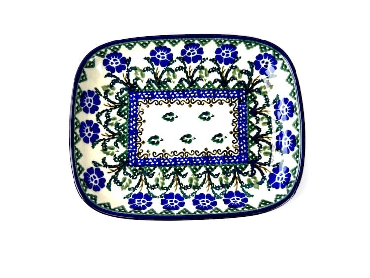 160 Bunzlau Rechthoekige schaal 1071X - 160 (Bunzlau). 160 Bunzlau Rechthoekige schaal 1071X rechthoekig seveerschaaltje voor koekjes of ander lekkers.