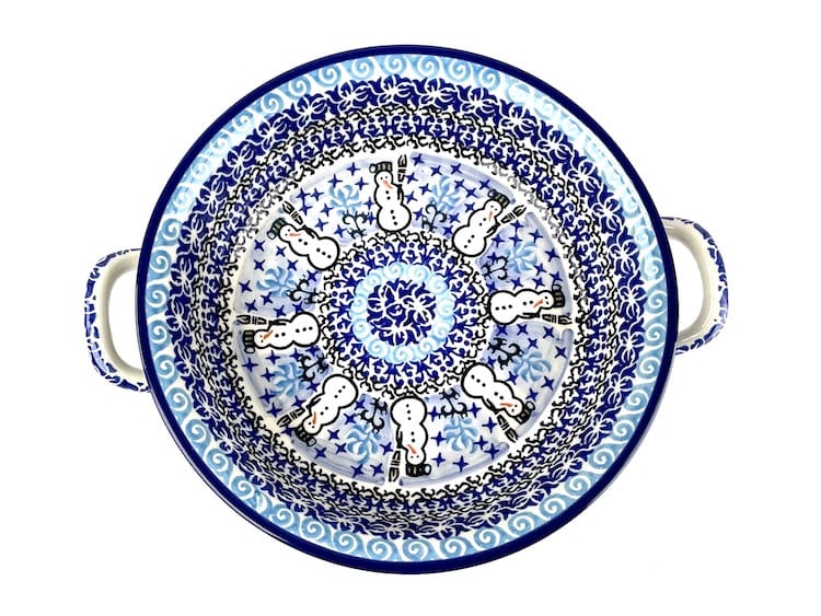 419 Bunzlau Ronde Schaal U1634 Ø 21 cm  - 419 (Bunzlau). 419 Bunzlau Ronde Schaal U1634 Ø 21 cm Unikat 1e Qlty  Inhoud; 1 Liter Kleine ronde schaal met de handige greepjes Kleine oven gerechtjes