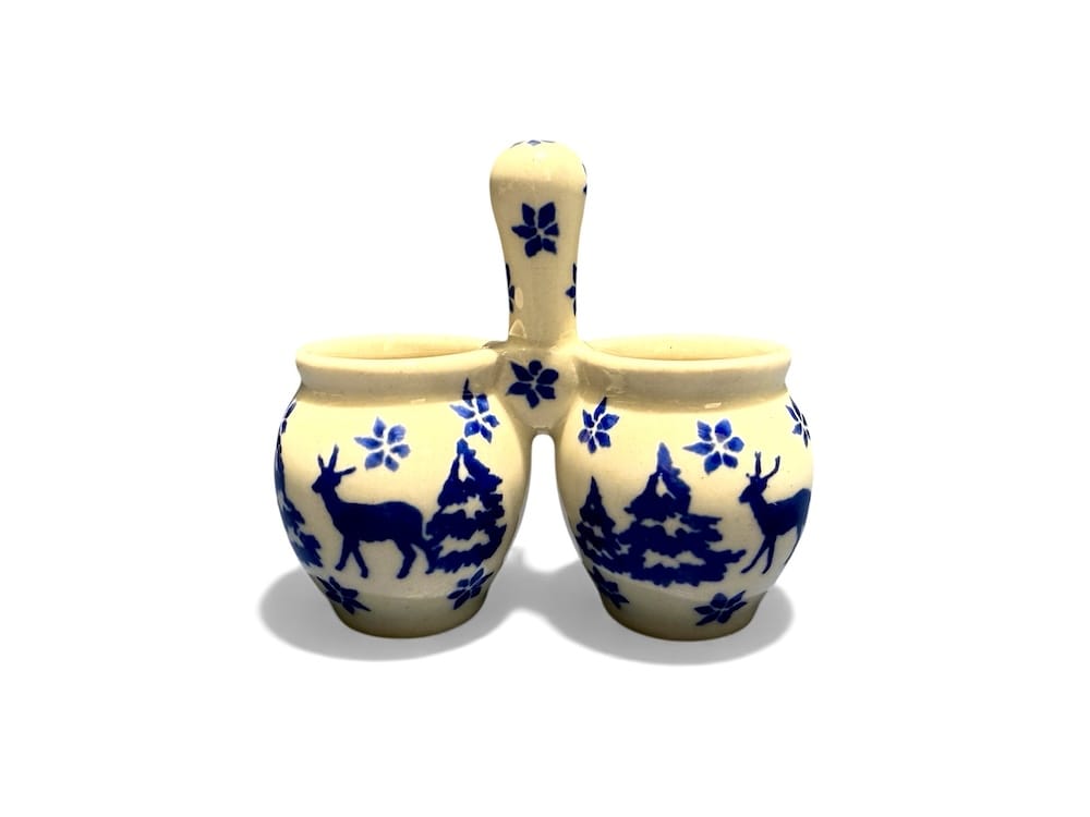 Bunzlau dubbel potje met handvat 1931X Rudolph - 850 (Bunzlau). Bunzlau dubbel potje met handvat Rudolph 1931X 850 Handige potjes voor bijvoorbeeld