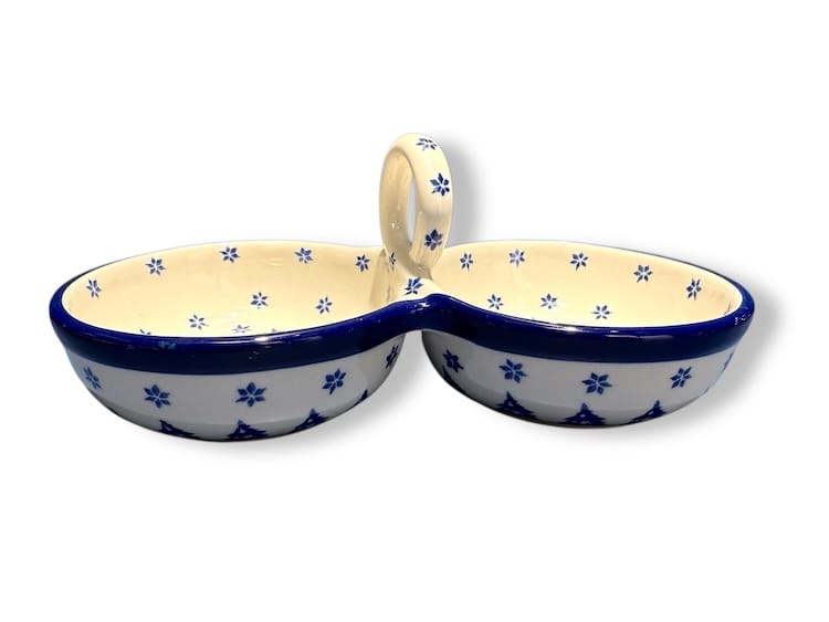 942 Bunzlau dubbele schaal met handvat (oog) 1931X Rudolph - 942 (Bunzlau). 942 Bunzlau dubbele schaal met handvat (oog) 1931X Rudolph Leuk voor nootjes