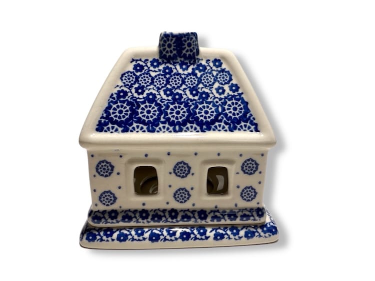 A07 Bunzlau Kerst huisje 15cm 2615 - A07 (Bunzlau). A07 Bunzlau Kerst Huisje 15cm 2615 Mooi Bunzlau huisje Sfeervol waxinellichtje.