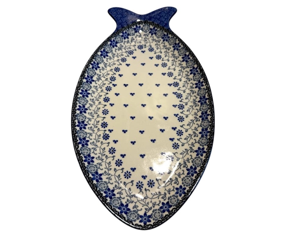 E18 Bunzlau groot Visbord 35x20cm 2158X - E18 (Bunzlau). E18 Bunzlau groot Visbord 35x20cm 2158X Mooi bordje om forel/ stukje zalm op te serveren en leuk voor vishapjes nieuw model laag visbord