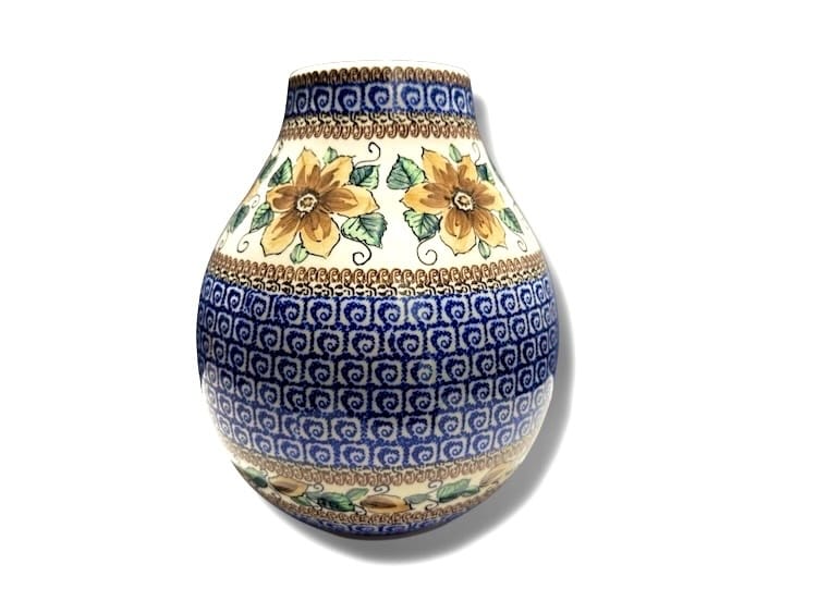 F14 Bunzlau middel grote vaas U424 - F14 (Bunzlau). F14 Bunzlau middel grote vaas U424 1ste qlty Prachtige middel grote bloemenvaas diameter hals 9