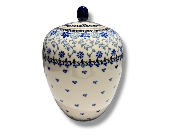 G08 Bunzlau Gemberpot met knop 2158 - G08 (Bunzlau). G08 Bunzlau Gemberpot met knop 2158.